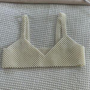 Pearl Embellished Crop Top